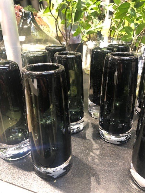 Zylindervase Vase Blumenvase Glasvase Glasgefäß graues Rauchglas von Fidrio