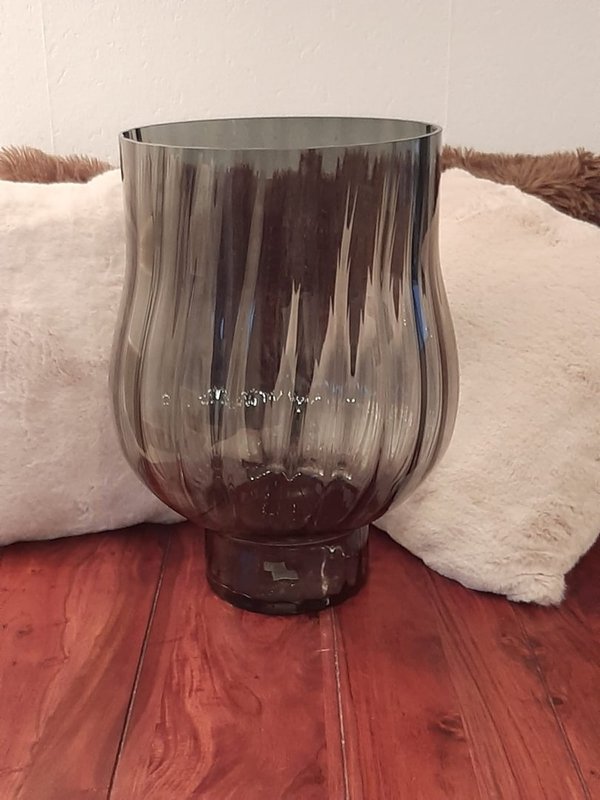 Luxuriöse  Vase Blumenvase Glasvase Glasgefäß graues Rauchglas von Fidrio