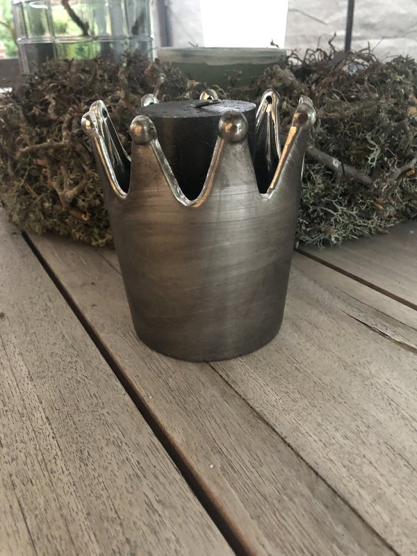Blumentopf -Teelichthalter Krone silber