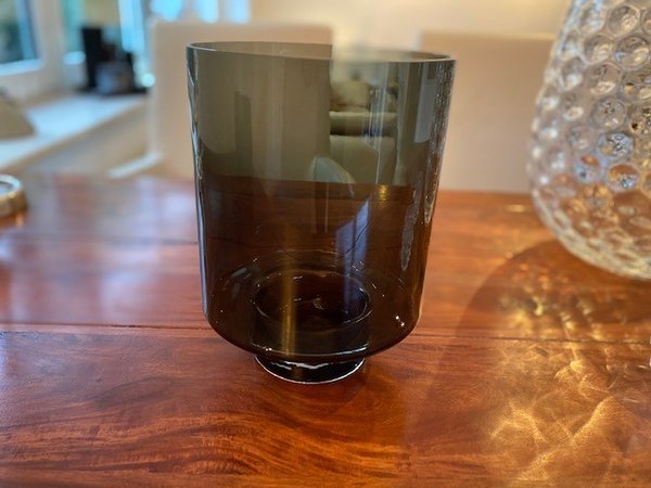 Zylindervase Vase Blumenvase Glasvase Glasgefäß graues Rauchglas von Fidrio Höhe 20,5 cm
